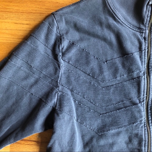 EXPRESS Zip Up Sweatshirt Gray Vintage Style L - Picture 4 of 7